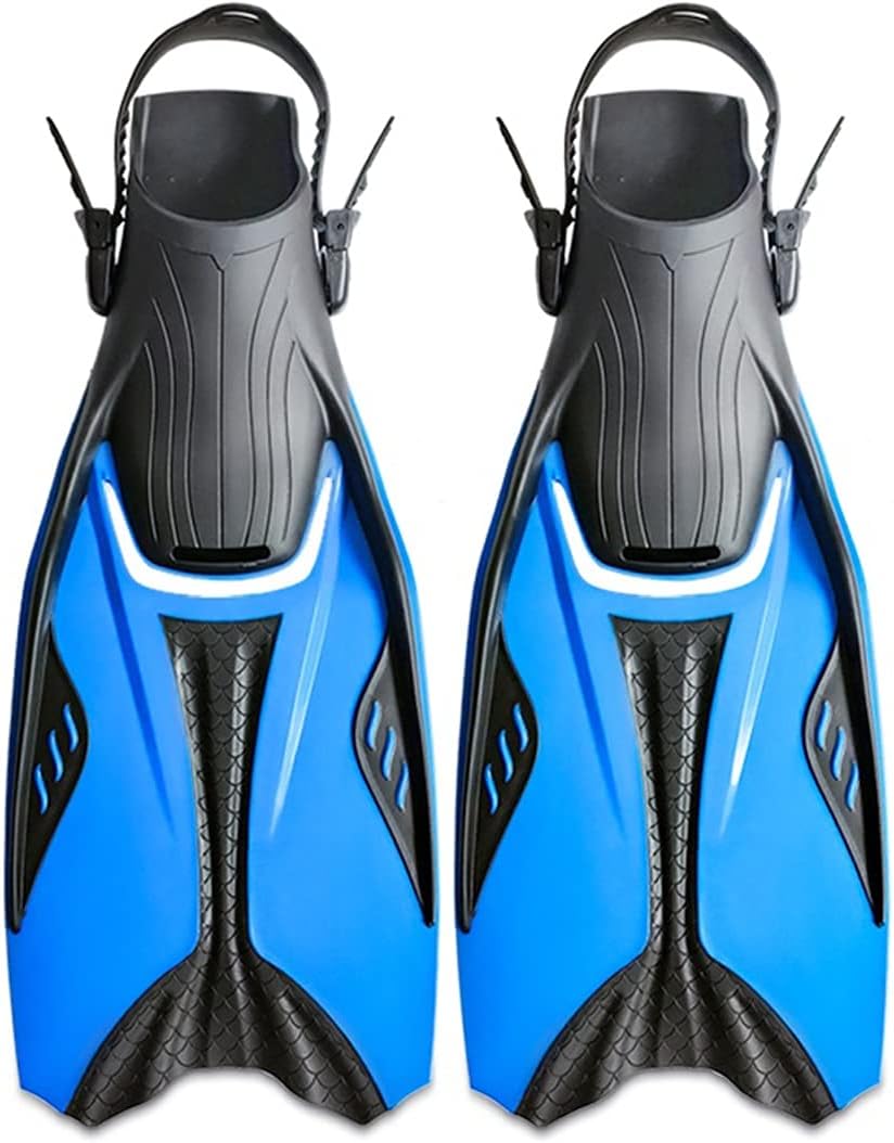 WSZMD Mermaids Diving fins long adjustable adult snorkeling fins professional diving equipment swimming Flippers scuba dive (Color : Blue, Size : L)