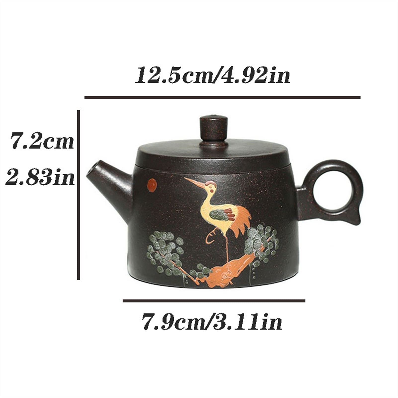 Teiera Piccola Creativa da 180 ml, Fatta a Mano, in Sabbia Viola, con Motivo a Gru, squisita teiera Kung Fu, Resistente.