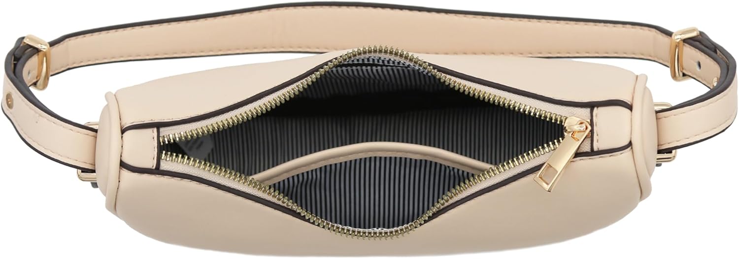 FashionPuzzle Small Crescent Smooth Faux Leather Underarm Shoulder Bag - Image 7