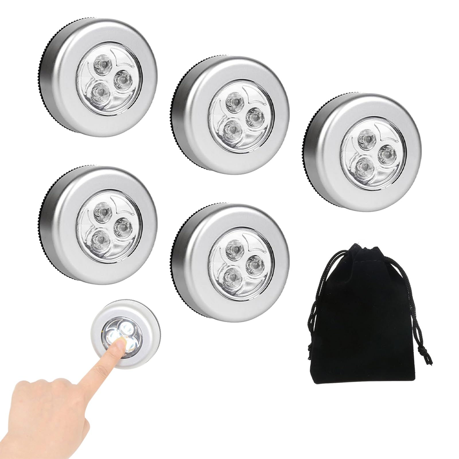 Luce del sensore di movimento da 6 pezzi, Luce notturna a LED, applique da parete per armadio, funzionamento a batteria con cuscinetti adesivi per corridoio, scala, camera da letto, cucina,Bianca,B