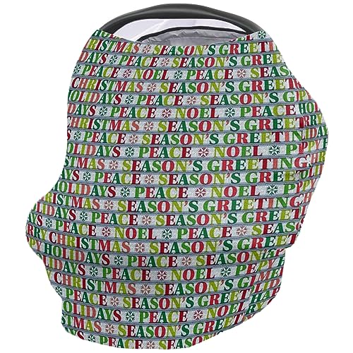 Nursing Cover for Breastfeeding Scarf, Christmas Text Snowflake Baby Car Covers Super Soft Multi Use for Canopy Shopping Cart Cover Blanket Stroller Cover