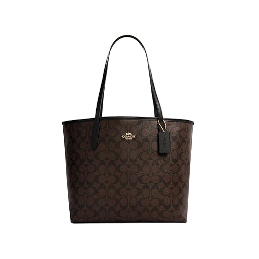 COACH WOMENS City Tote In Signature Canvas (Brown Black)