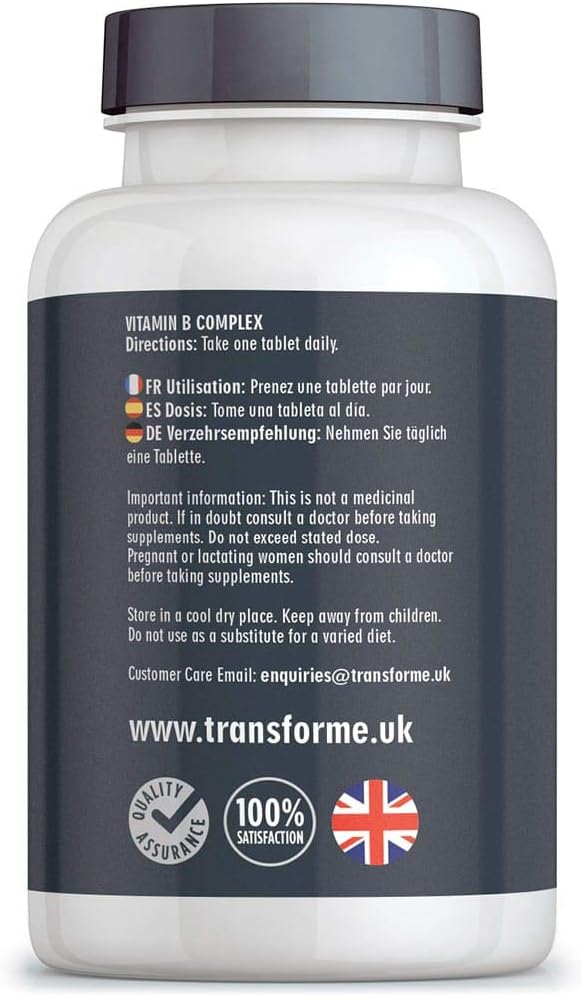 Transforme Vitamin B Complex 365 Tablets, High Strength Full Spectrum B1-B12, One-A-Day Vegan Supplement for Energy - Image 5