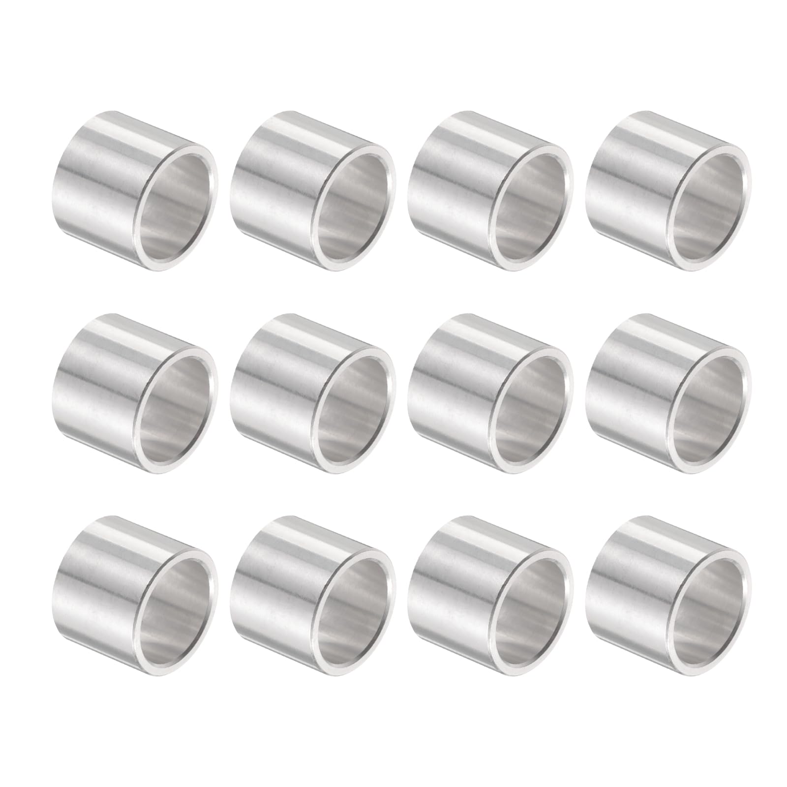 uxcell 12pcs Aluminum Spacer 12mm Bore x 15mm OD x 12mm Length Screw Bushing Plain Finish Round Metal Spacer for M12 Screws Bolts and Rods