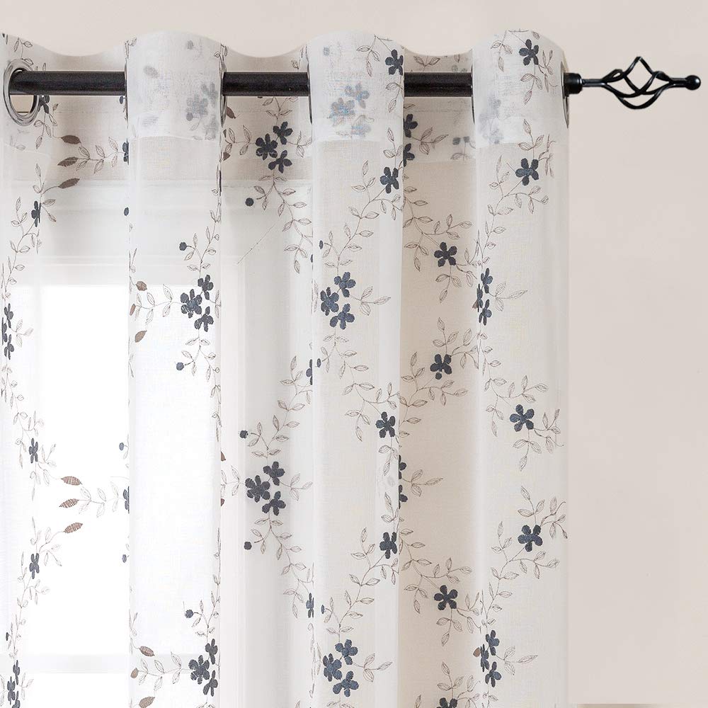 Floral Embroidered Sheer Curtains Curtains & Drapes 2023