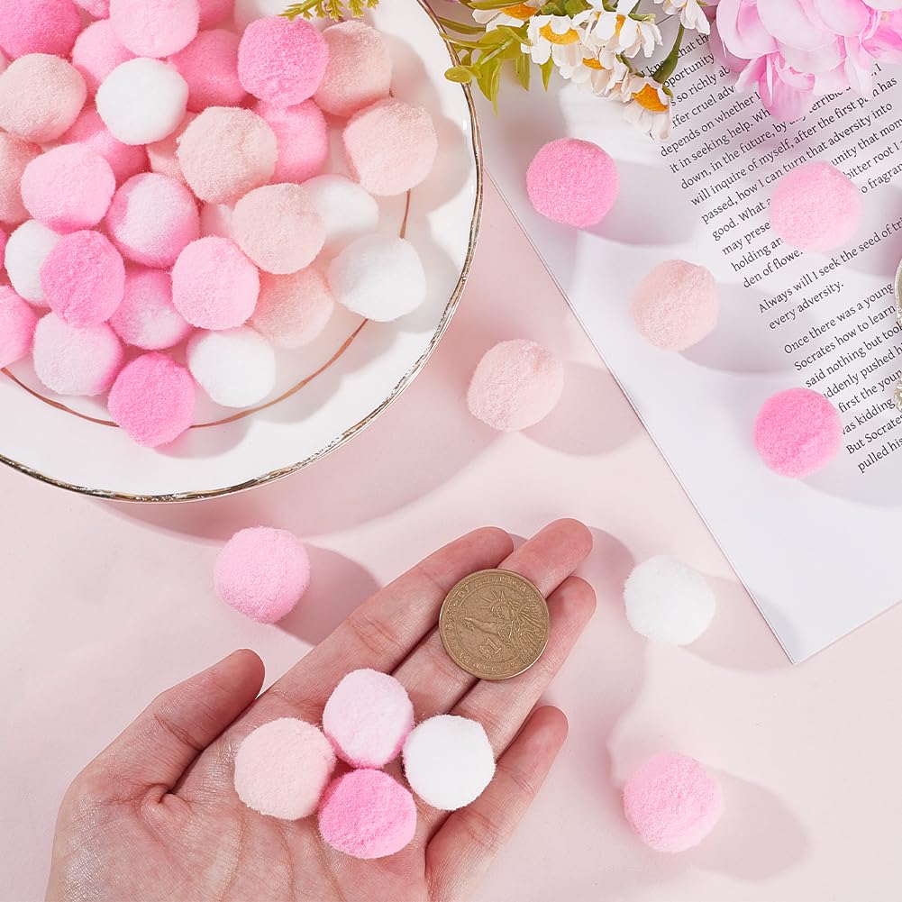 SUNNYCLUE Valentine's Day Pink Pompom Balls Craft Pom Poms Bulk 25mm Polyester Soft Fluffy Fuzzy Decor Round Mini Pompoms Ball for Mother's Day Making DIY Creative Art Crafts Party - Image 3