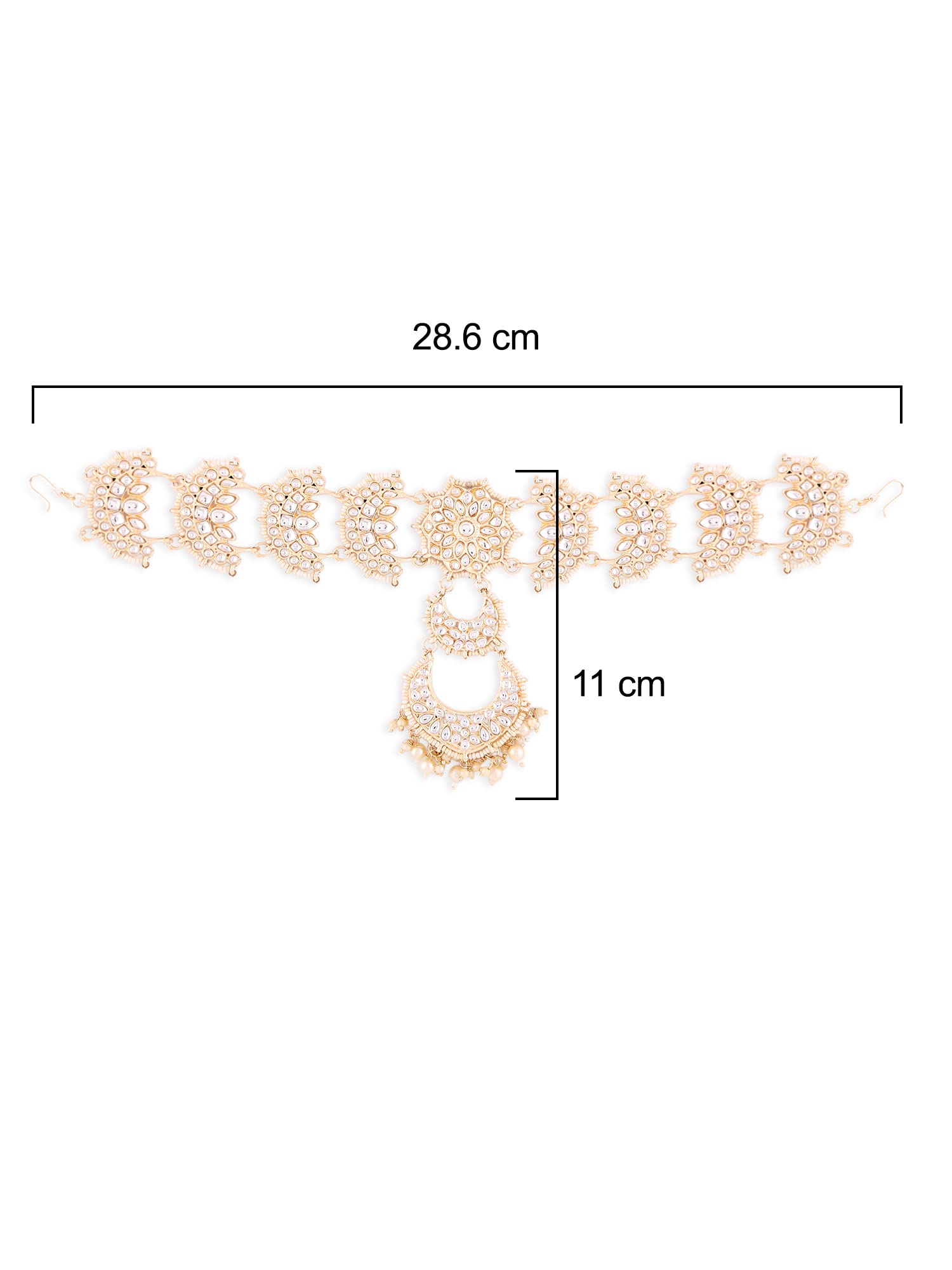 Tone Kundan & Crescent Bridal Head Chain For Women