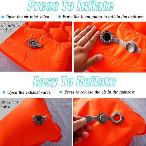 Miniatura 4 de Almohadilla doble para 2 personas, colchón inflable extra grueso, ligero e impermeable, portátil para mochileros, tienda de campaña y aventuras al