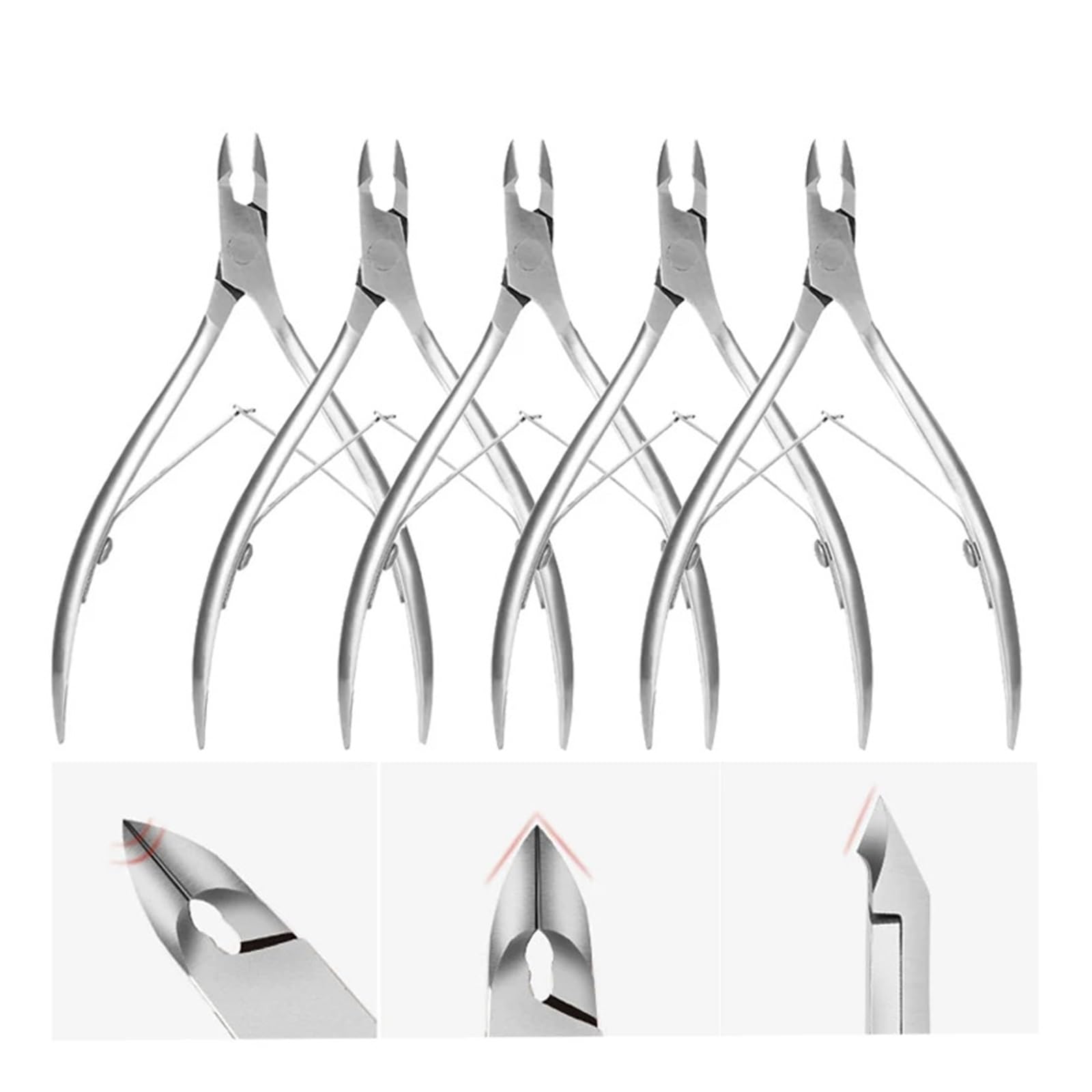 Juego de 5 cortaúñas Profesionales for uñas de los pies y cutículas, Tijeras de manicura de Acero Inoxidable.