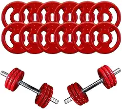 Kit Halteres de Anilhas Emborrachadas e Barras Fitness - 18 Peças