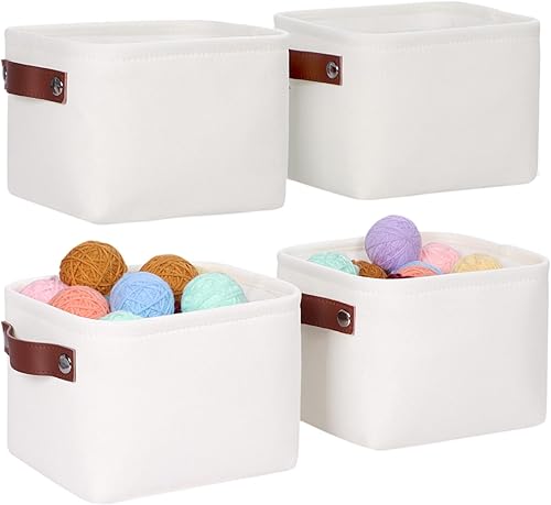 Miniatura 8 de Kntiwiwo Canastas de almacenamiento de tela pequeñas, 15 x 6 x 5 pulgadas canastas de almacenamiento estrechas, paquete de 4 canastas de