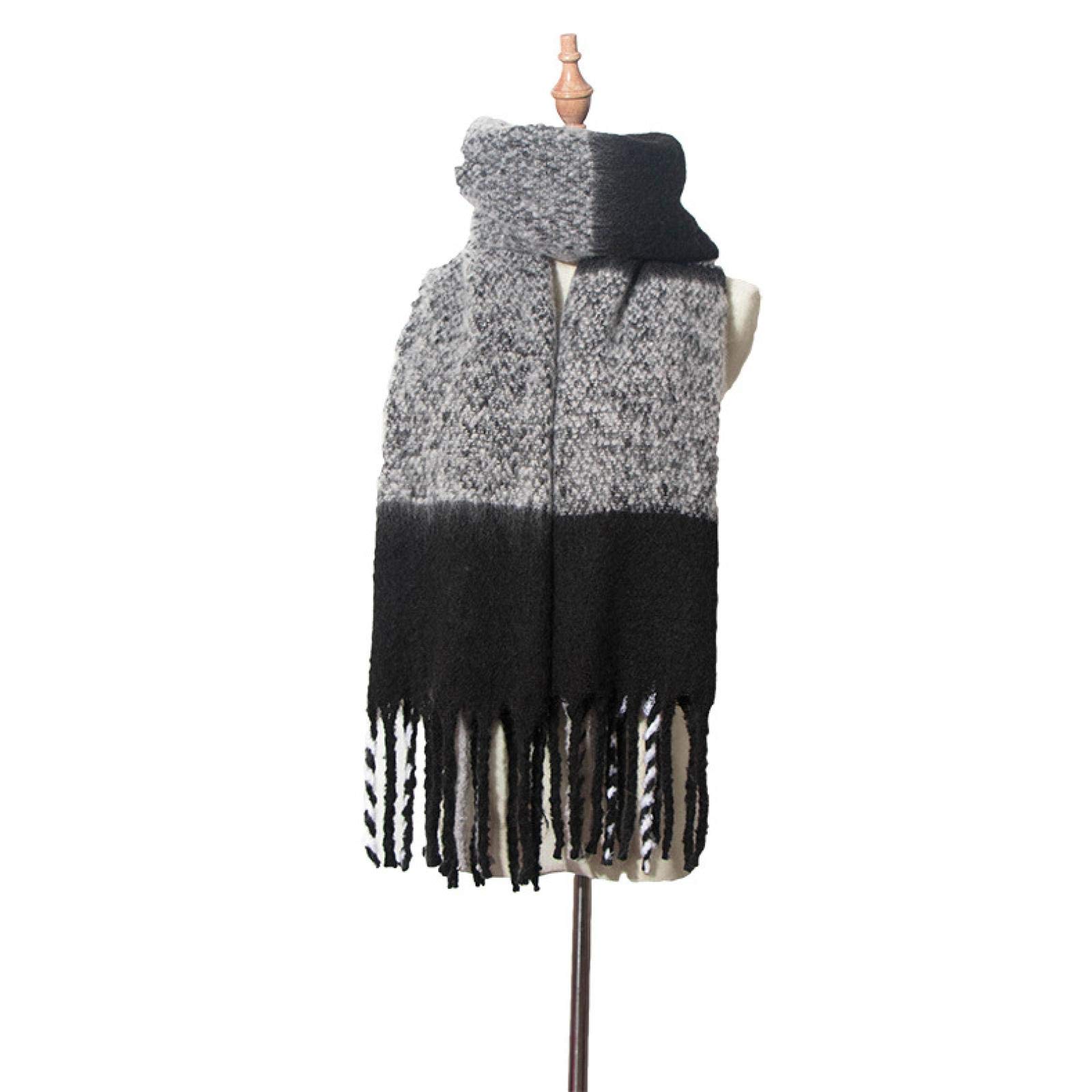 Bufanda Mujer Chal Abrigos Chales Hombre Bufanda Gruesa A Cuadros con Borlas Otoño E Invierno Engrosada Bufanda De Retazos De Doble Cara Chal 04