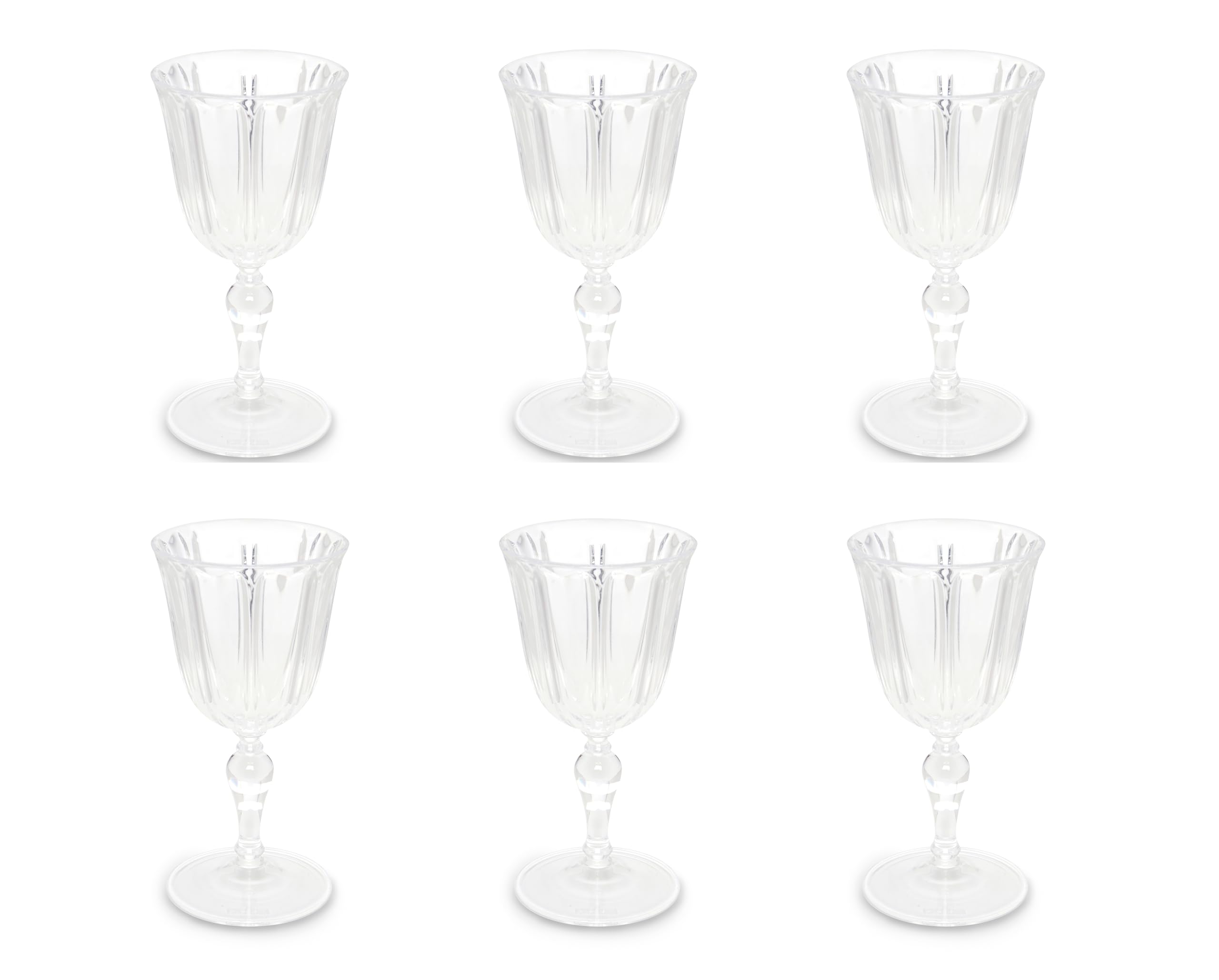 Excelsa Country Set mit 6 Stielgläsern, Kunststoff, wiederverwendbar, Fassungsvermögen 250 ml.