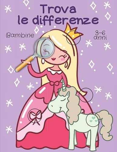 Trova le differenze: giochi educativi bambine 3-6 anni, Cerca e trova 6 differenze tra due immagini con risposte.