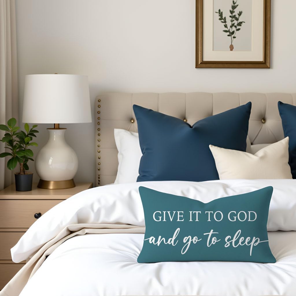 Decorative Throw Pillow Covers 12x20 Inch Set of 2 – Dusty Teal image 2