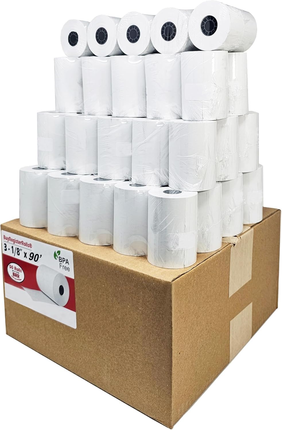 Rollos de papel térmico de 3 1/8 pulgadas x 90 pies (50 rollos) para impresoras 37964050, SM-T300, SM-T300I, 3.1 pulgadas (80 mm) x 90 pies (27 m) de diámetro, sin BPA