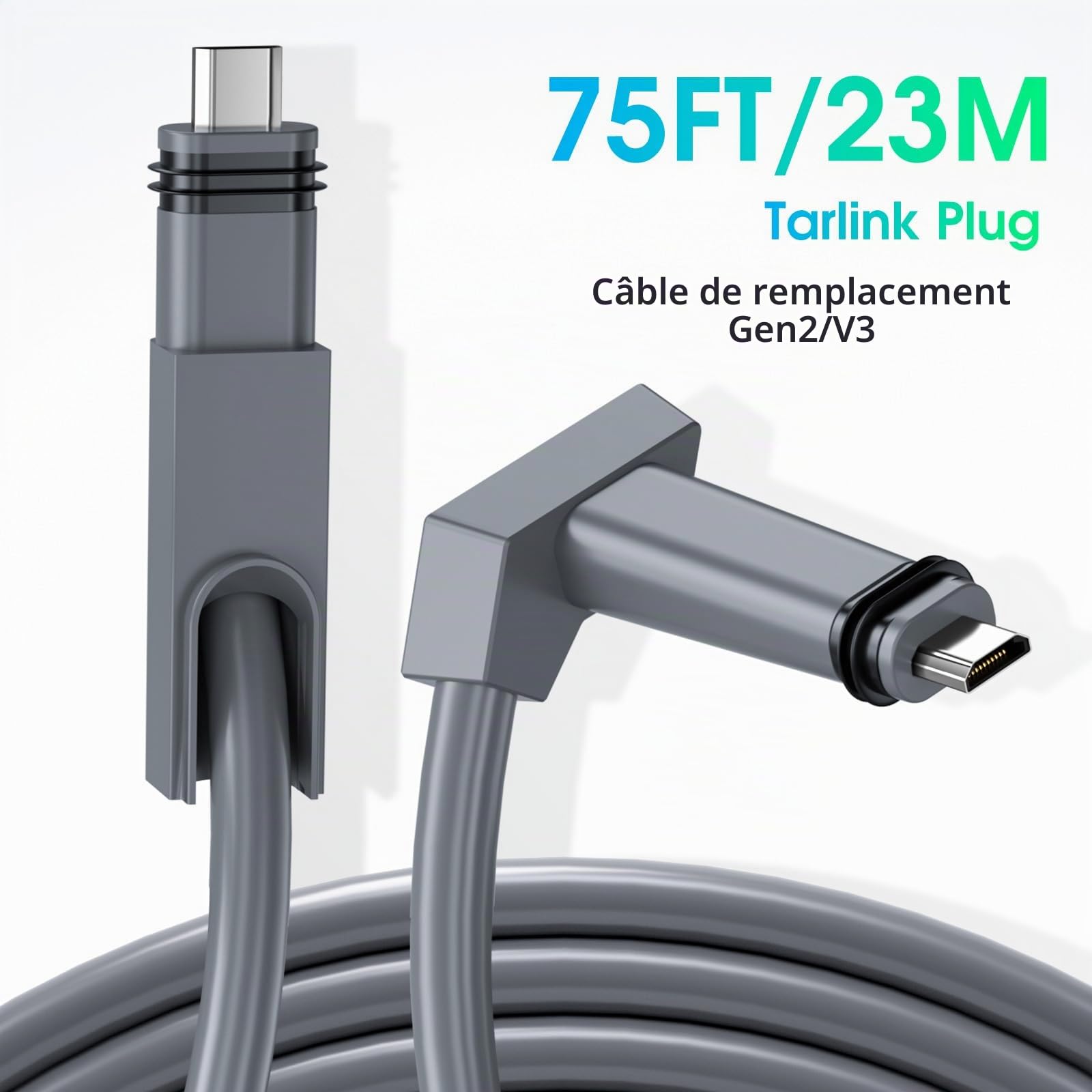 Ankndo Câble compatible avec Starlink Gen 2, 23 m (75 FT) ; câble de remplacement compatible avec Starlink Gen 2 pour satellite rectangulaire ; rallonge compatible avec Starlink