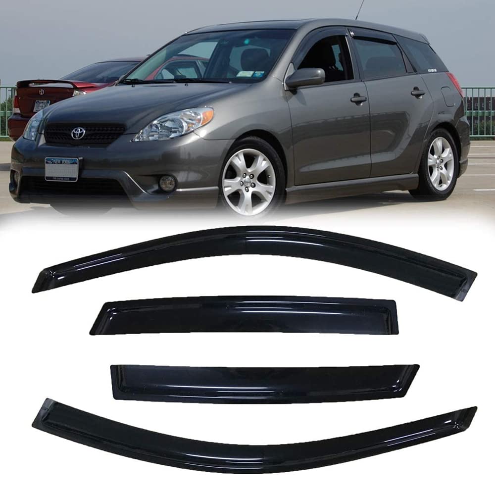 Deebior Original Side Rain Guards, 4pcs Out-Channel Tape-On Nice Wind Deflector Set, Window Visors fit for 2003-2008 Pontiac Vibe/Toyota Matrix 94455