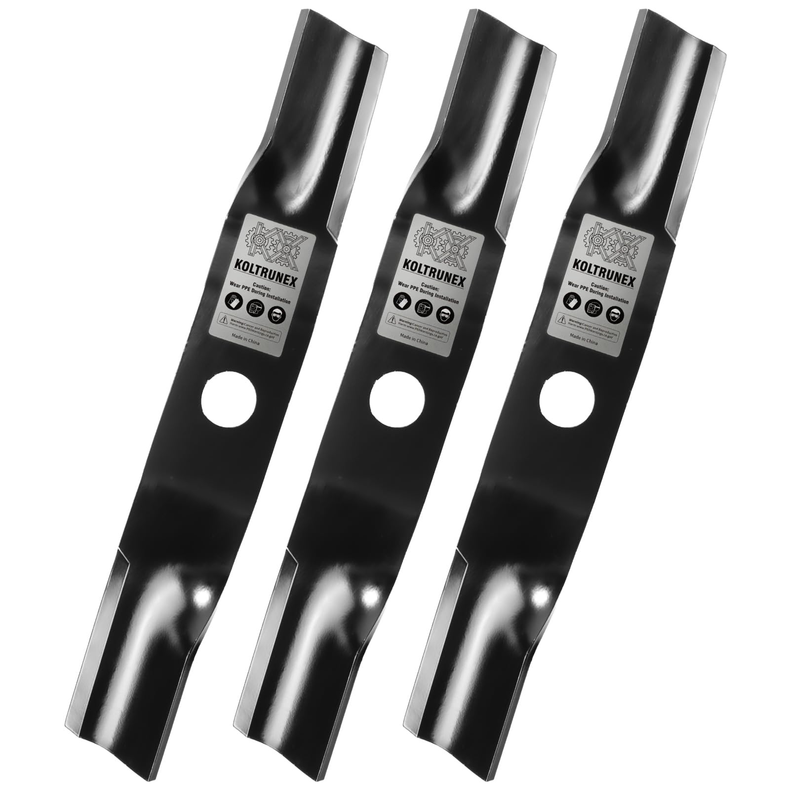 Photo 1 of KOLTRUNEX High Lift Mower Blades 16.5" Replacement for Kubota K5583-34340 K5583-97530 Fits 48 Inch Deck Z700 Z400 Series Circle Center Hole 3 PCS