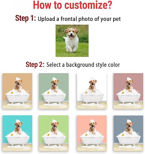 Miniatura 2 de Fotos personalizadas de mascotas, lienzo para pared, diseño de perro lindo y gato en tina, divertidos animales coloridos, decoración de pared de