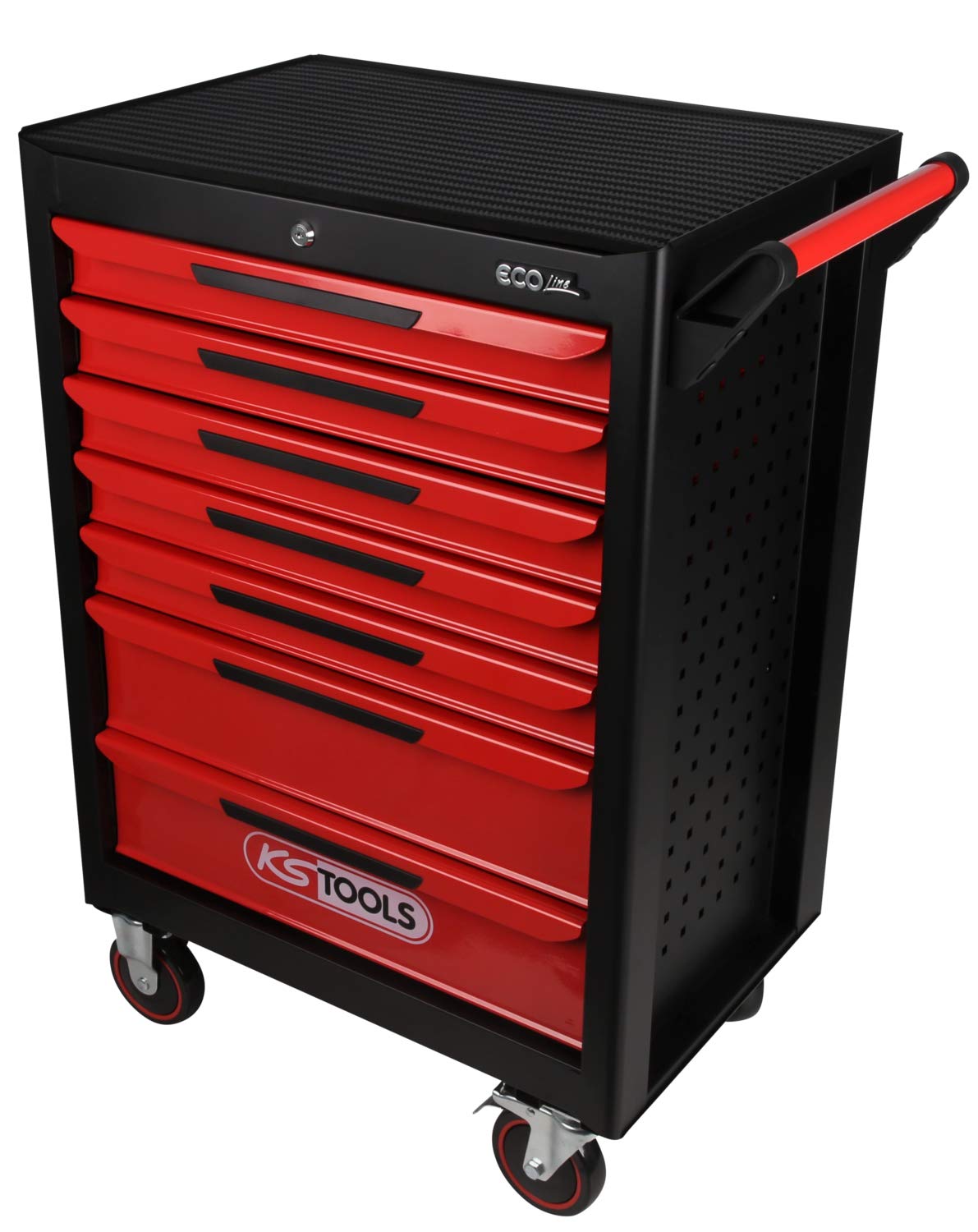 KS Tools 897.0007 Carro de taller ECOline NEGRO/ROJO con 7 cajones