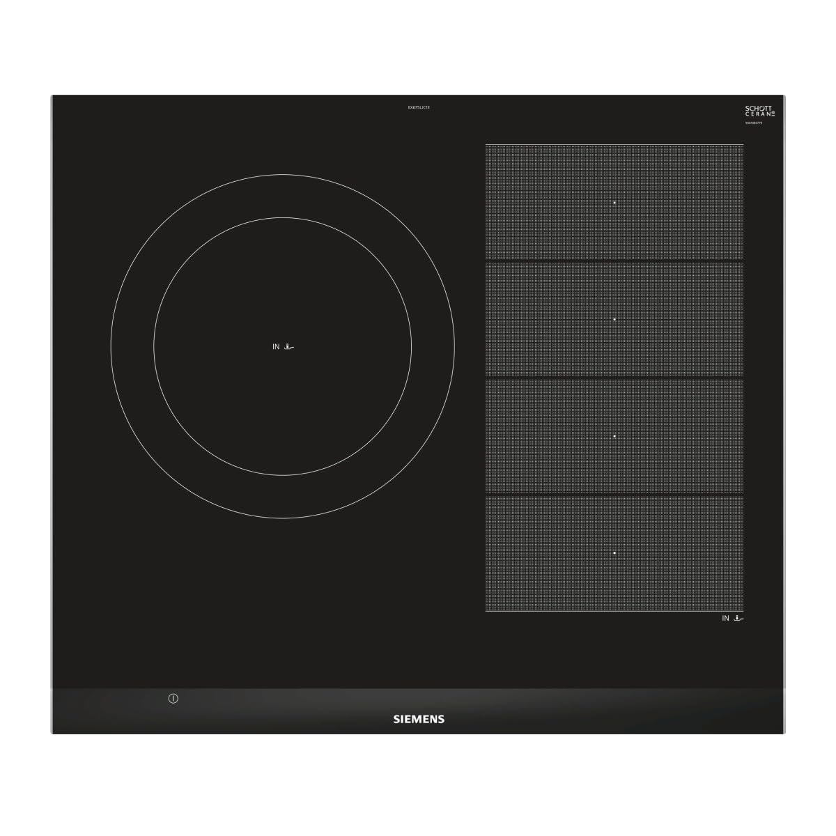 Siemens EX675LJC1E Płyta grzewcza, czarna, zintegrowana z płytą grzewczą (czarna, wbudowana, z płytą indukcyjną, 19 cm, 2,2 W, 21 cm)