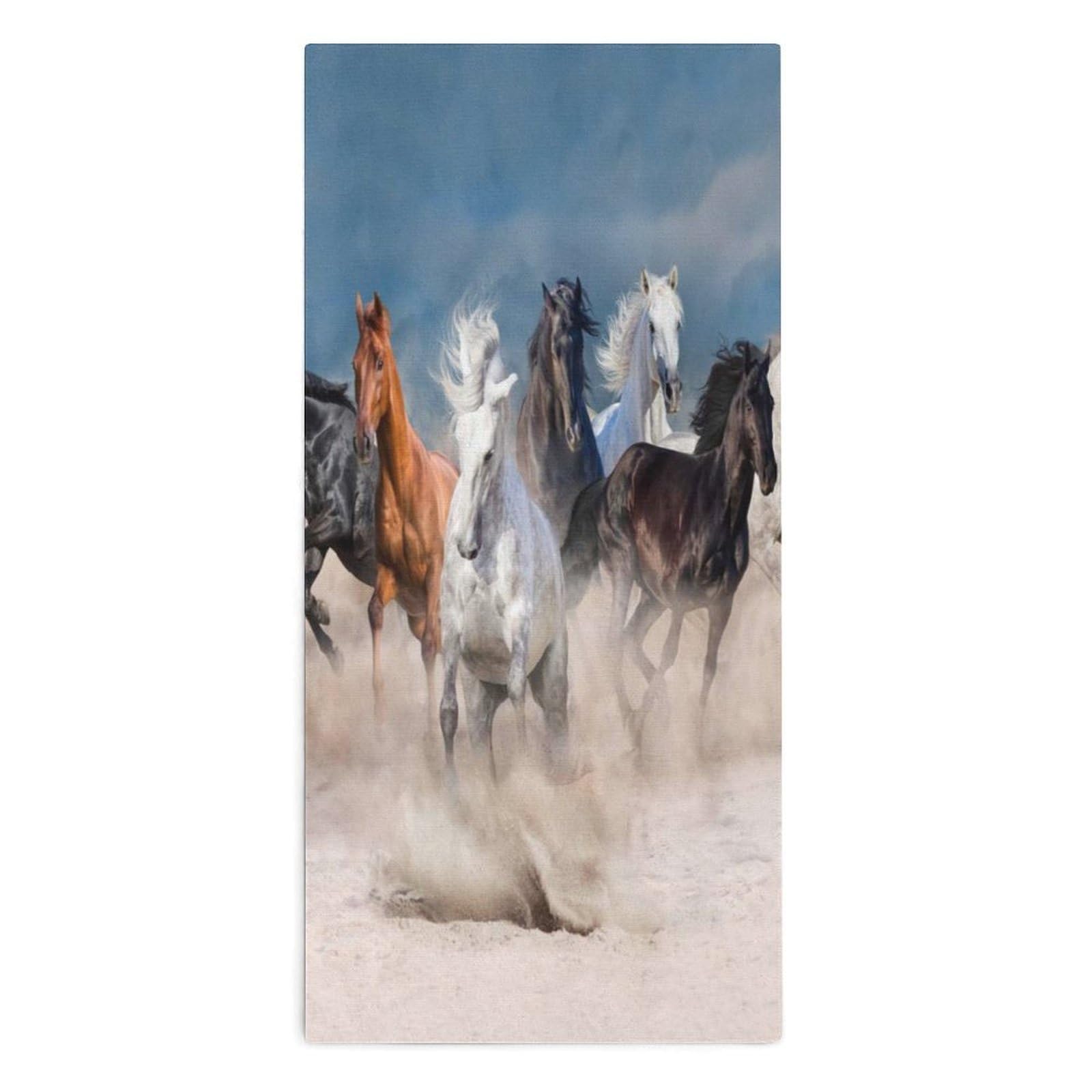 NCLQVJXZKHW Horse Herd Run in Desert Storm Hand Towels Soft Face Towel Gym Bathroom Travel Hotel 13"x28"