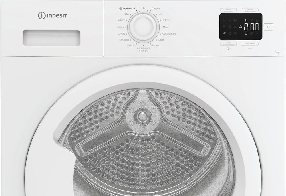 Indesit C YD 83D WW IT – Asciugatrice 8 Kg A Pompa di Calore, Libera Installazione, Classe D, Filtro 2 In 1, Ciclo Veloce, Cotone Eco, Refresh. 84,6 x 59,8 x 54,5 cm