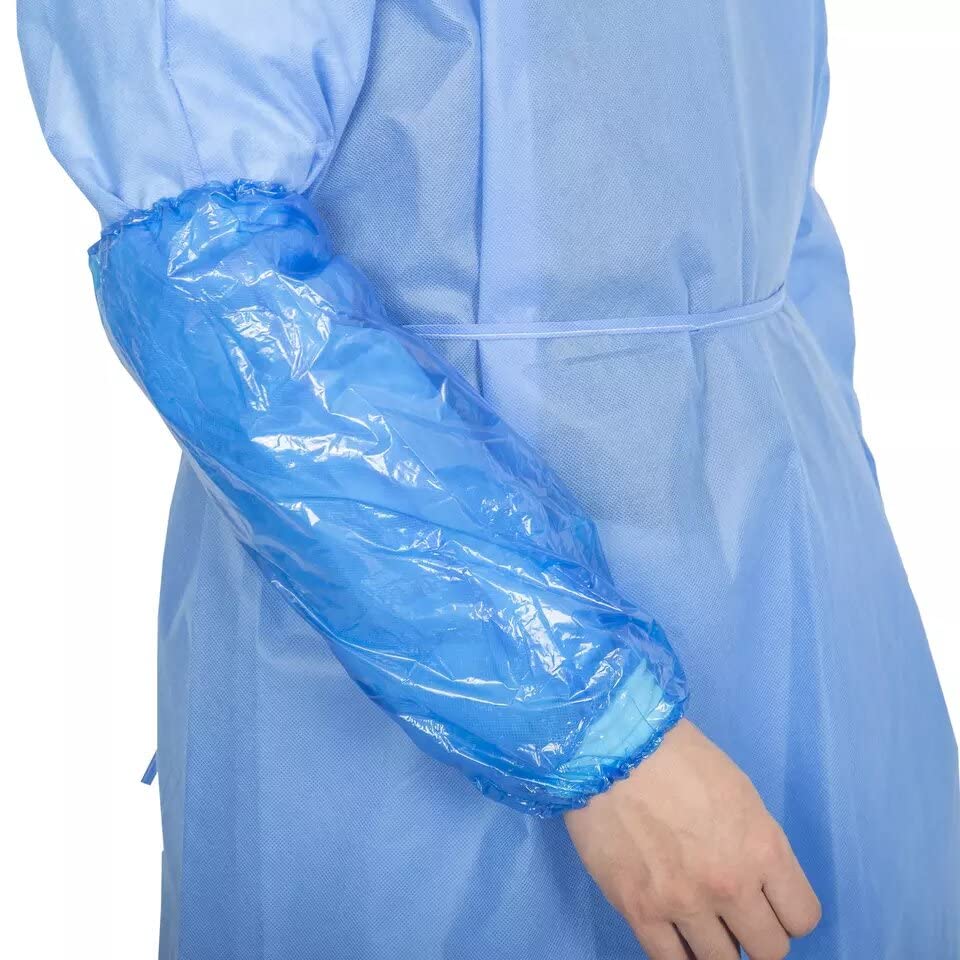Areso – Manguitos Desechables de Plastico 100 Unidades, Mangas Impermeamles para Brazos Ajustable en Color Azul