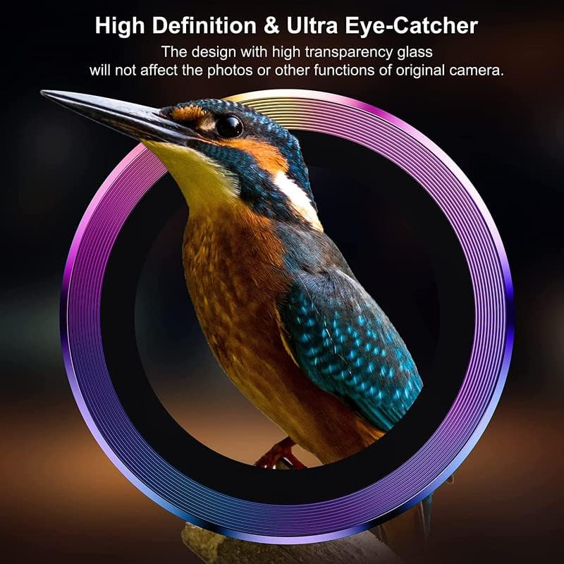 Image of Camera Lens Protector Ring Compatible with Samsung Galaxy S23 Ultra | Tempered Glass + Aluminum Alloy Ring | Full Coverage Lens Guard | Scratch Proof | HD Clear | Case Friendly | Rainbow