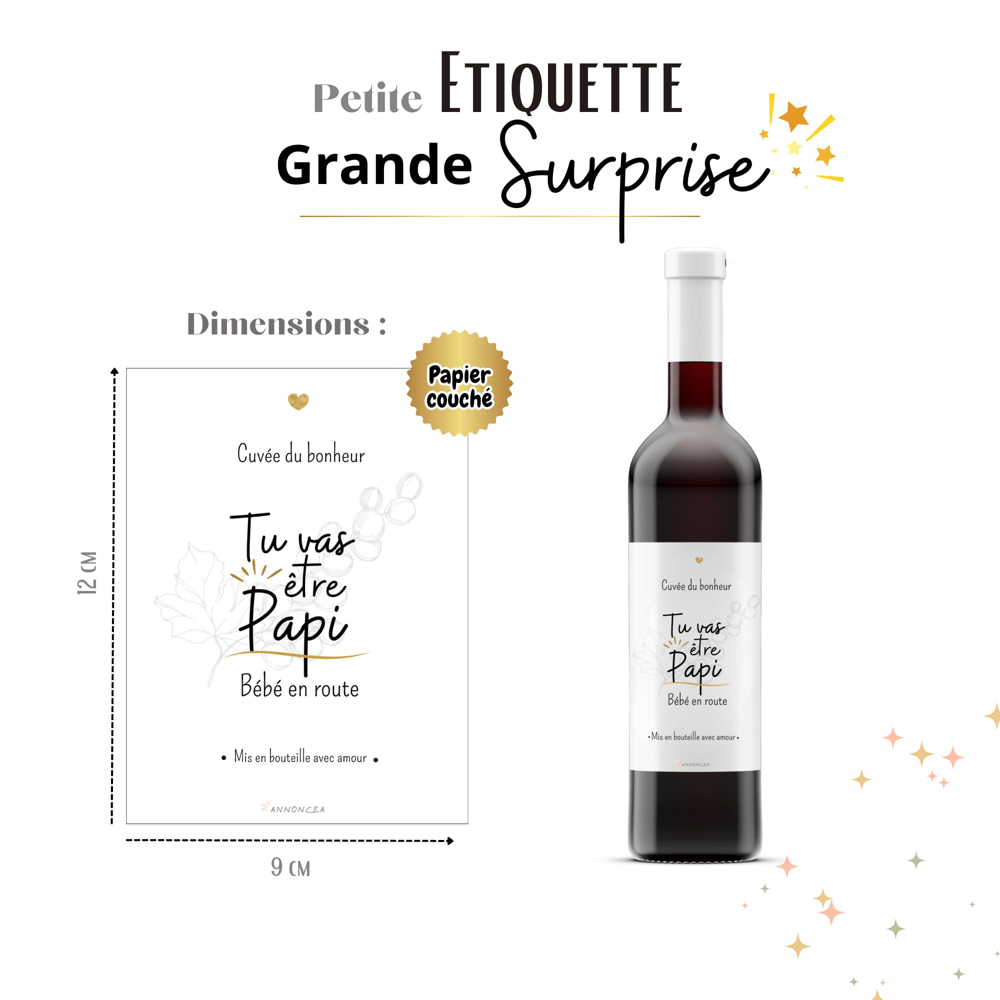 Etiqueta botella vino anuncio embarazo papi | Futuro abuelo | Anuncio nacimiento abuelos