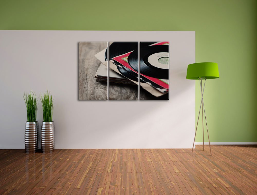 Record, musica, musica, dj, 3 pezzi di tela 120x80 immagine immagine su tela, enorme XXL Immagini completamente Pagina con la barella, stampe d'arte su murale con la struttura, gänstiger come la pittura o pittura ad olio, nessun manifesto o poster