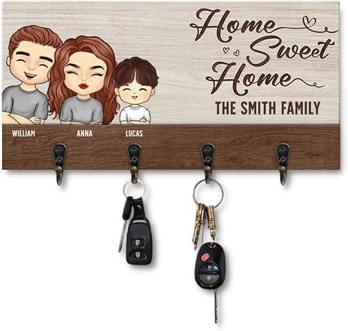 Pawfect House Percha de llaves personalizada para decoración del hogar, regalos personalizados de aniversario de cumpleaños para marido y esposa,
