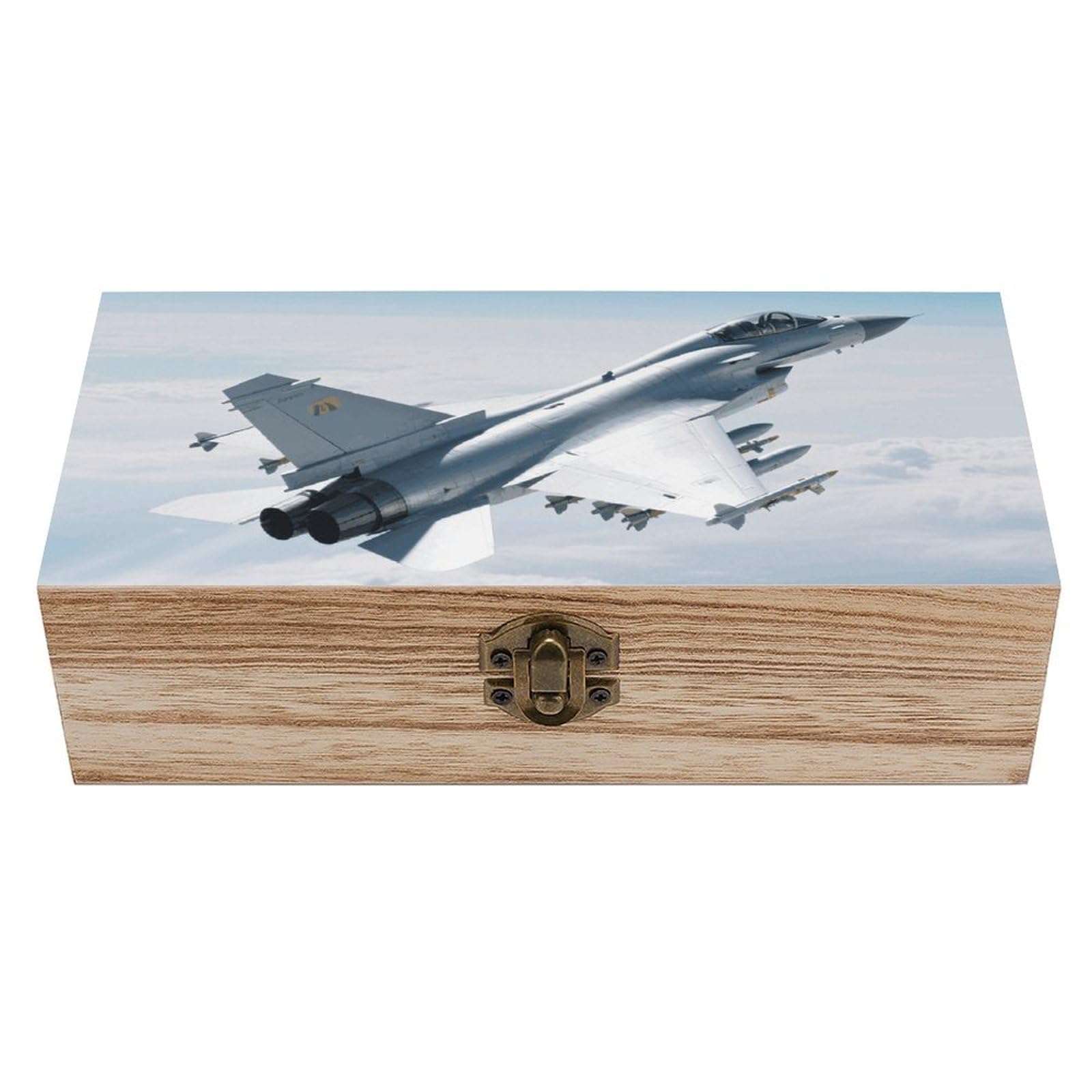 FodPand Decorative Keepsake Box Wooden Storage Boxes with Hinged Lid Handmade Aircraft Fighter Jets Wood Organizer Memory Treasure Box for Jewelry Craft Card Photo Storage Wedding Bridal Shower Gifts