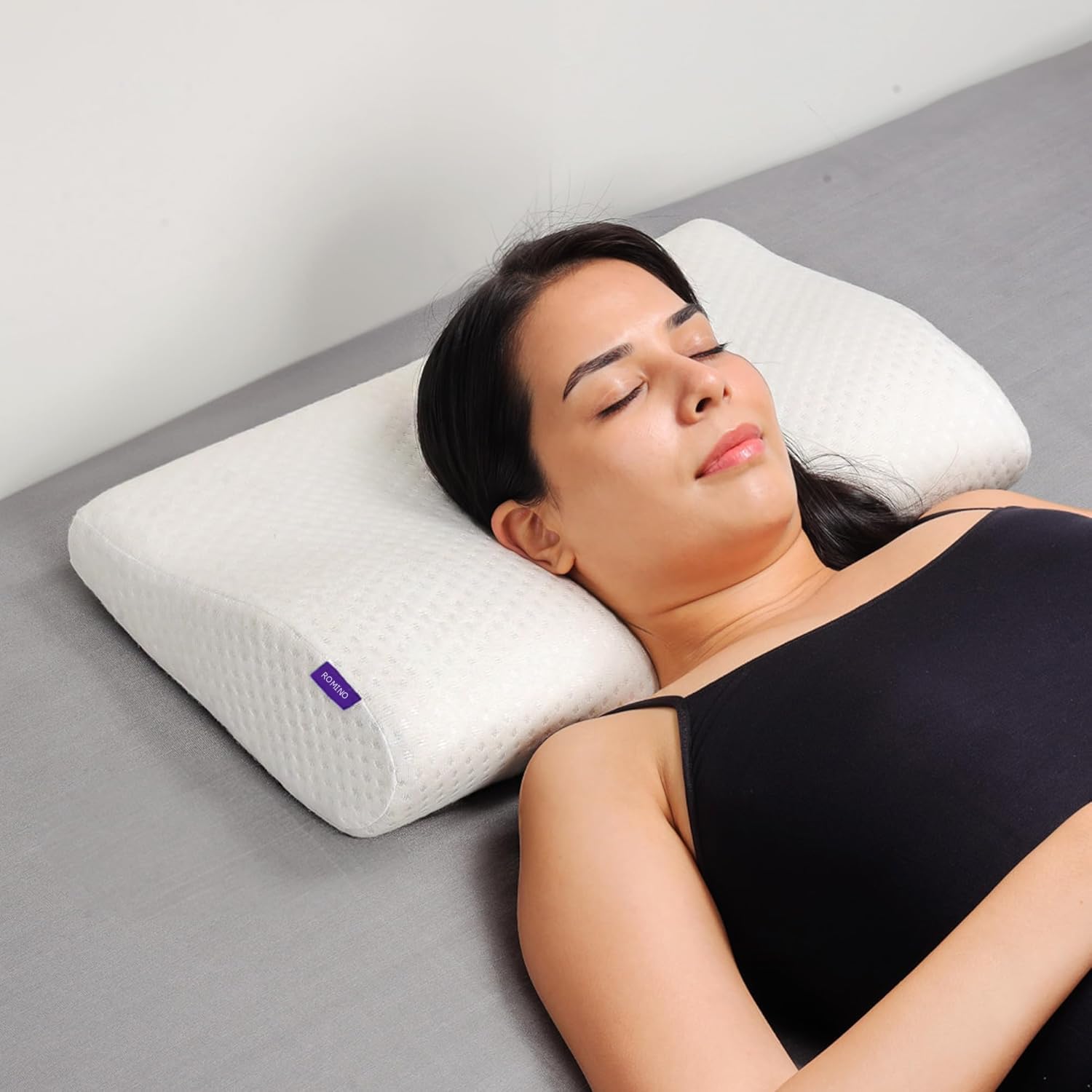 ROMINO Cool Gel Memory Foam Pillow, Ergonomic Cervical Pillow for Pain Relief, Premium Bed Pillows,Support for Neck&Shoulder,for Side Back Stomach Sleeper, Dorm Room Essentials (Medium, 5)