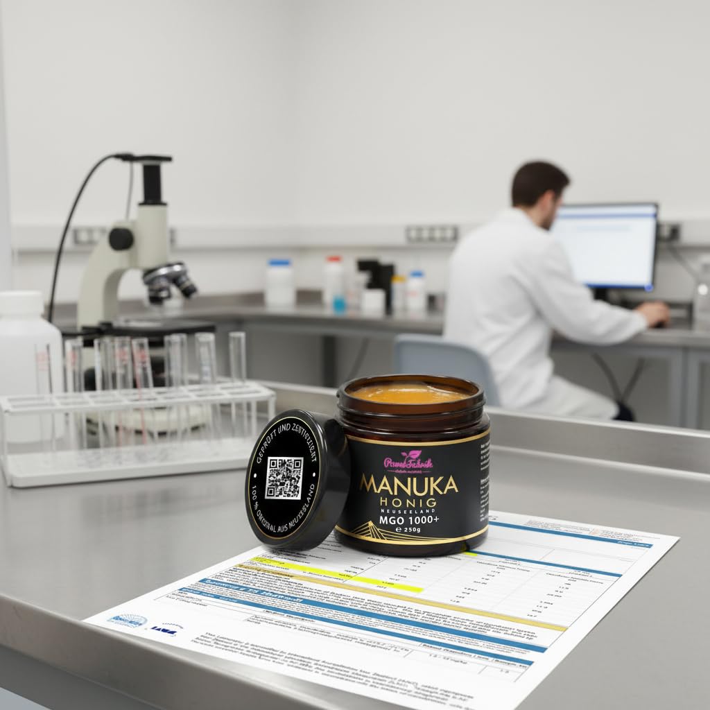 Manuka Honig | MGO 1000+ | 250g | Das ORIGINAL aus NEUSEELAND | IM GLAS | PUR, ROH & ZERTIFIZIERT | Premium Qualität 100% natürlich | PowerFabrik