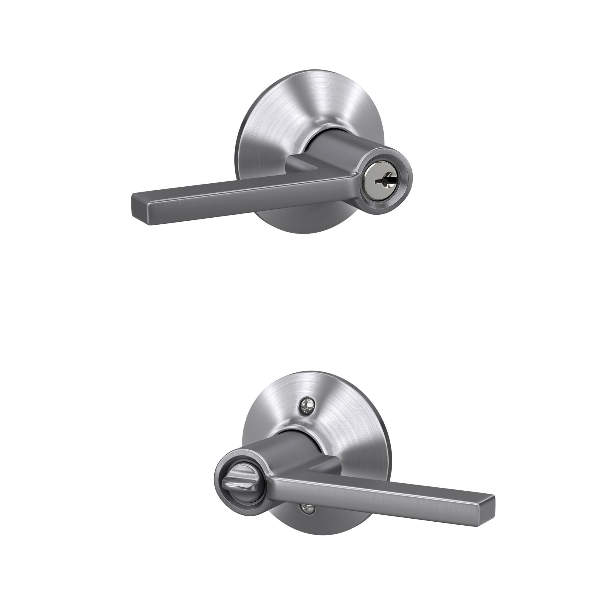 SCHLAGE F51A LAT 626 Latitude Lever Keyed Entry Lock, Satin Chrome