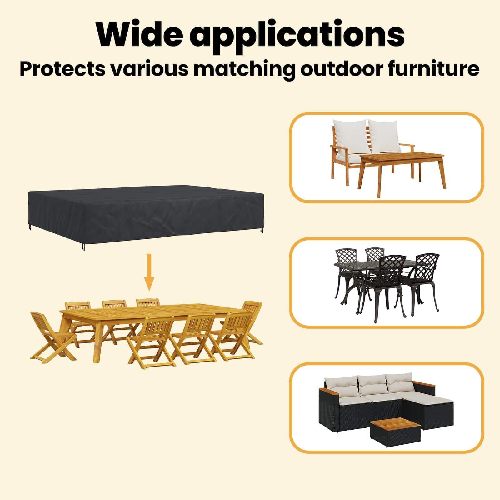 vidaXL Housse pour Meubles Uni Noir 400 x 300 x 70 cm 210D, Housse de Jardin et terrasse, Moderne, imperméable, Protection Robuste des Meubles en extérieur