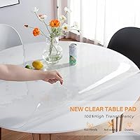Vista 3 de Protector Redondo de Mesa Transparente de 42 Pulgadas de Diámetro, Mantel Circular de Vinilo de PVC de Vidrio para Escritorio, Plástico de PVC