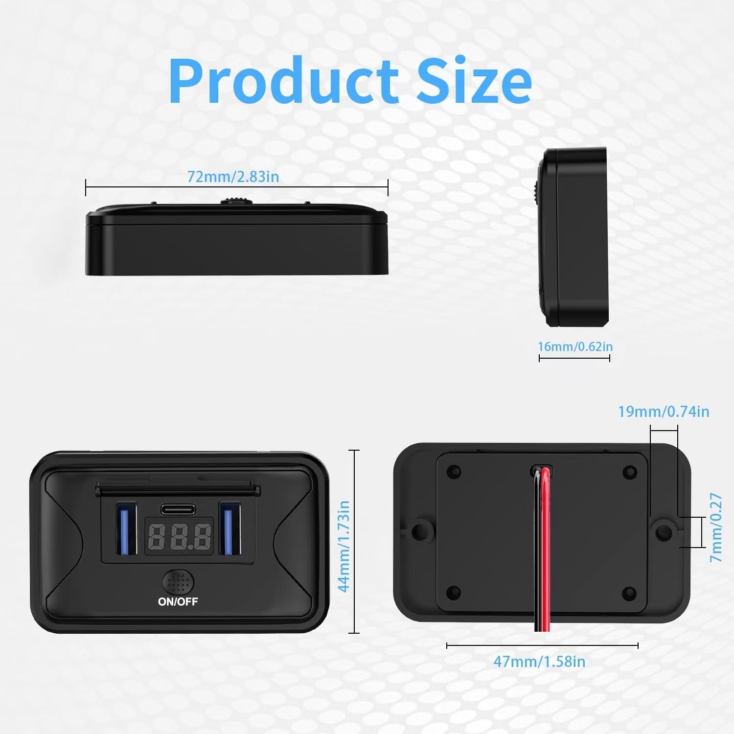 12V USB Socket Panel, Wall Mounted PD 3.0 30W USB C & QC 3.0 18W Car Charger Outlet, 12 Volt Cigarette Lighter Replacement with Button Switch for Cars Motorcycles Buses RVs Boats image 3
