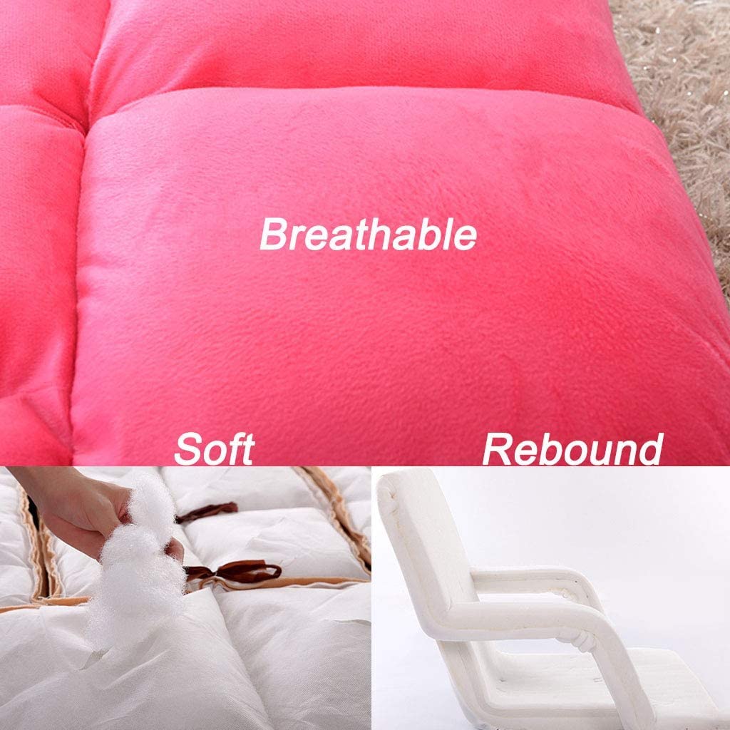 Silla portátil de suelo con reposabrazos y respaldo, diseño ergonómico para lectura, yoga y meditación, sofá plegable acolchado para niñas, regalo elegante para ventana de bahía, color rojo y caqui
