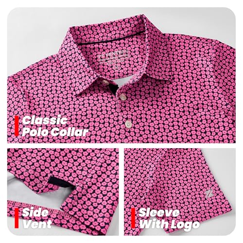 Image of Boys Polo Shirt Short Sleeve Performance Dry Fit Stretch Funny Print Active Casual Collared Golf Shirts for Boy