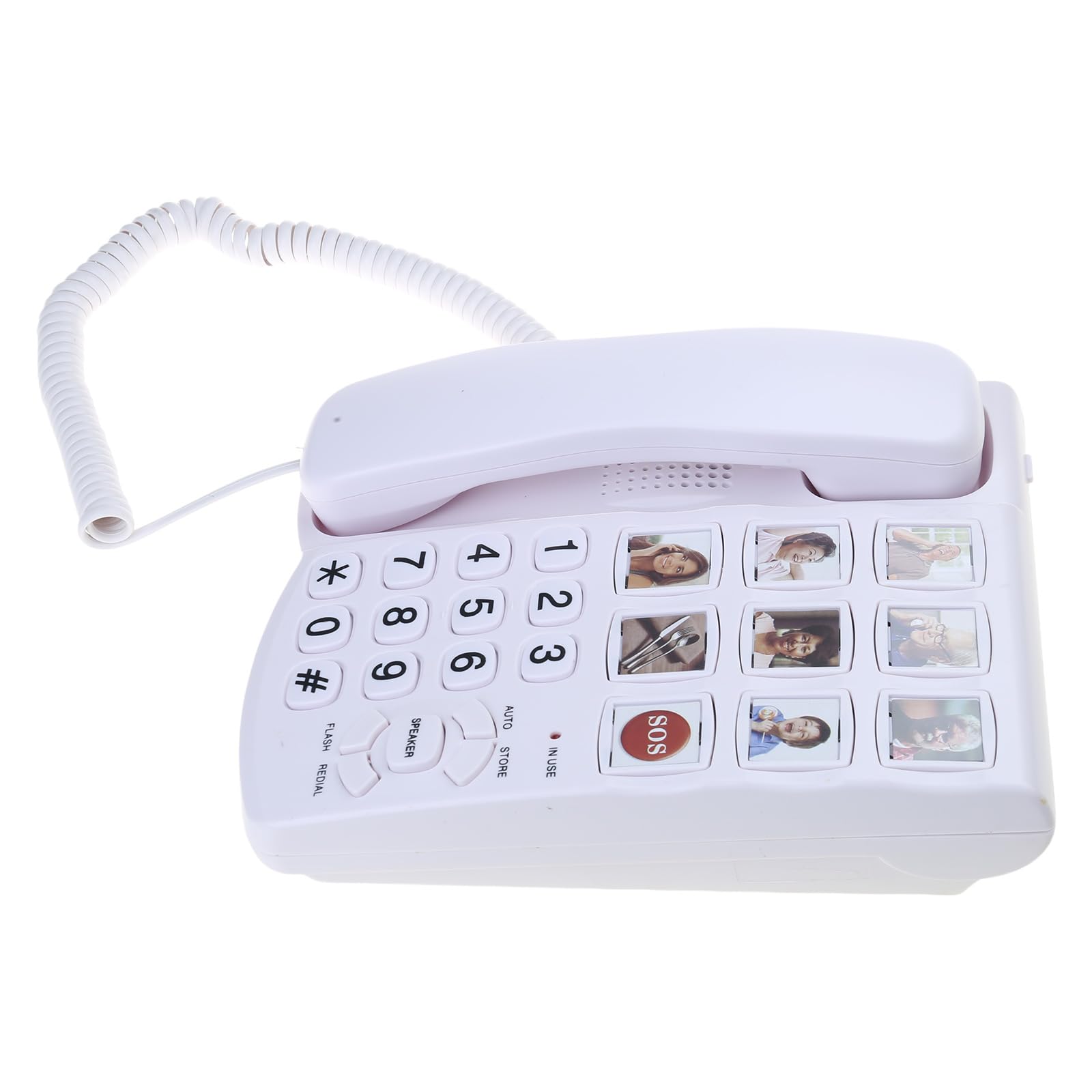 Telefono fisso per anziani con grande tastiera, chiamate in vivavoce e opzione di montaggio a parete, telefono fisso da scrivania o da parete