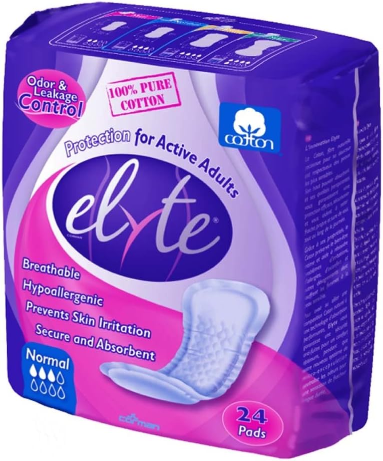 Elyte Cotton Hypoallergenic Bladder Control Pads, Normal, Case/144 (6/24s)