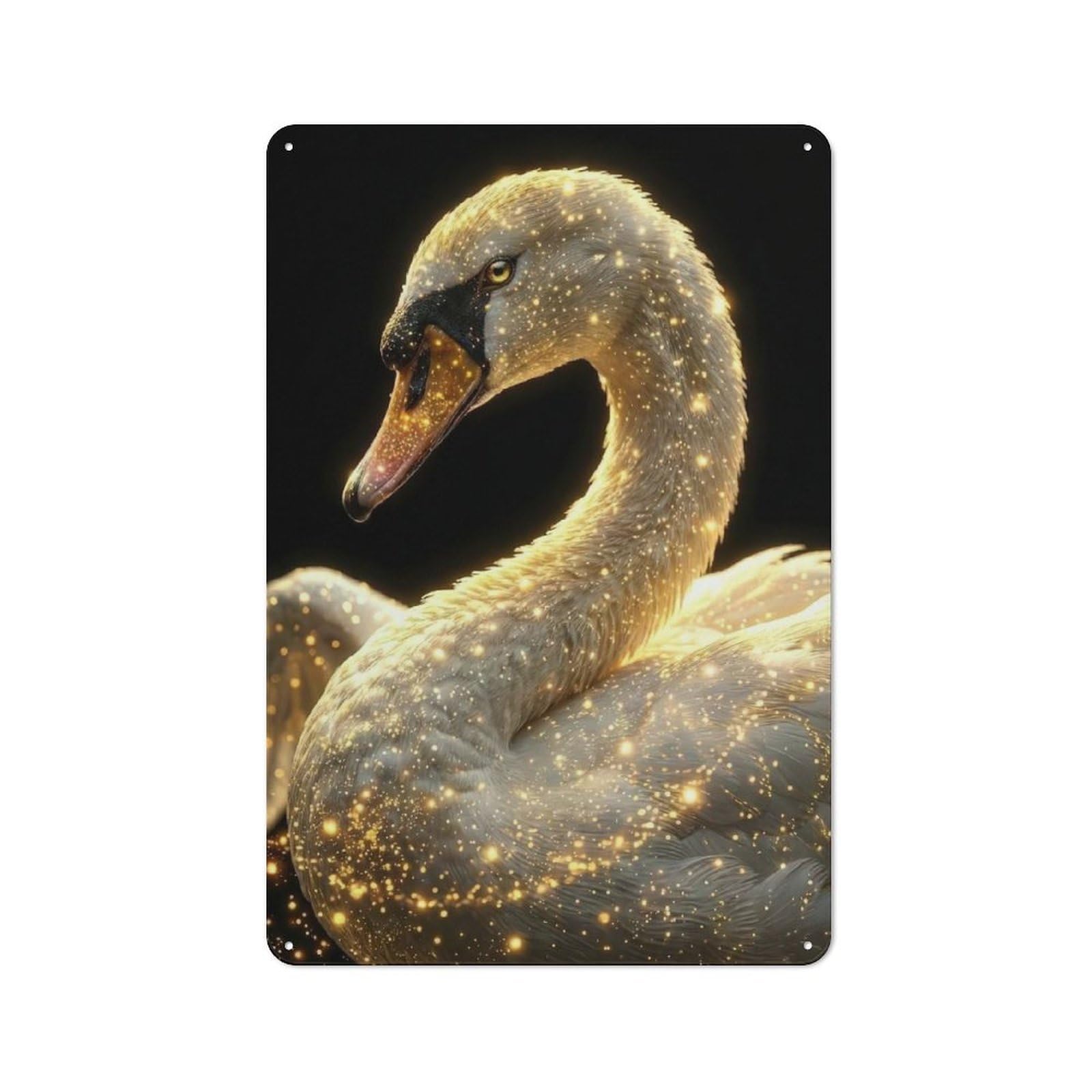 Golden Swan Metal Tin Sign, Clean Printed Wall Decor for Breakfast Nook, Kitchen Wall And Home Cafe, 30x20cm