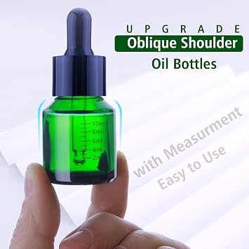 15ml Dropper Bottles with Measurement, Glass Essential Oil Jars Green, 1/2 oz Bottles with Glass Eye Dropper for Essential Oil,Tincture