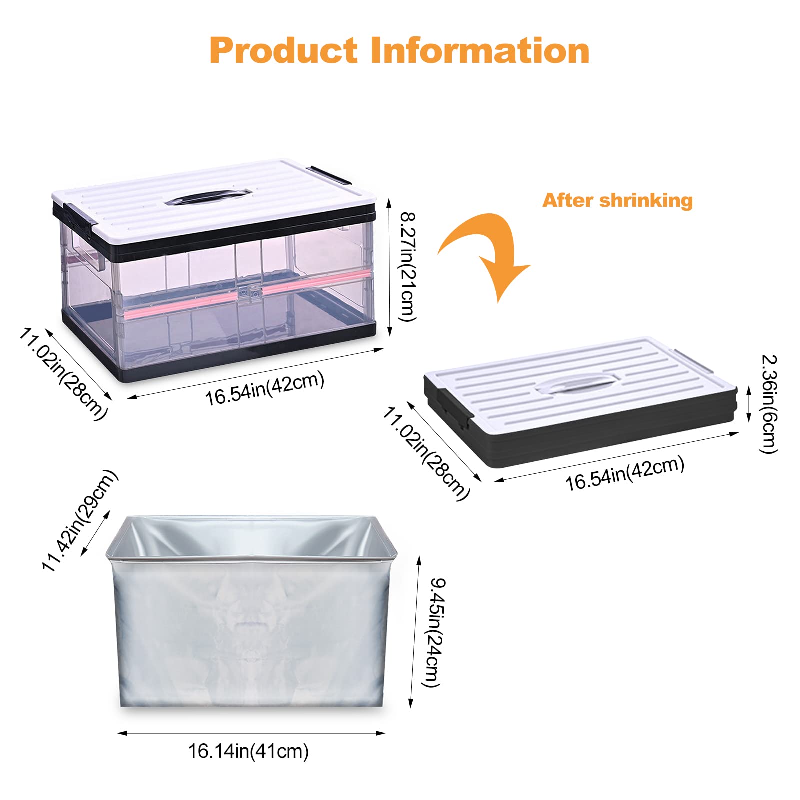 Ergocar Trasparente Organizer Bagagliaio Auto Organizzatore Baule, Collassabile Tasca Portaoggetti Organizer Auto 30L con Borsa e Coperchi Impermeabili per SUV Camion Casa-Nero