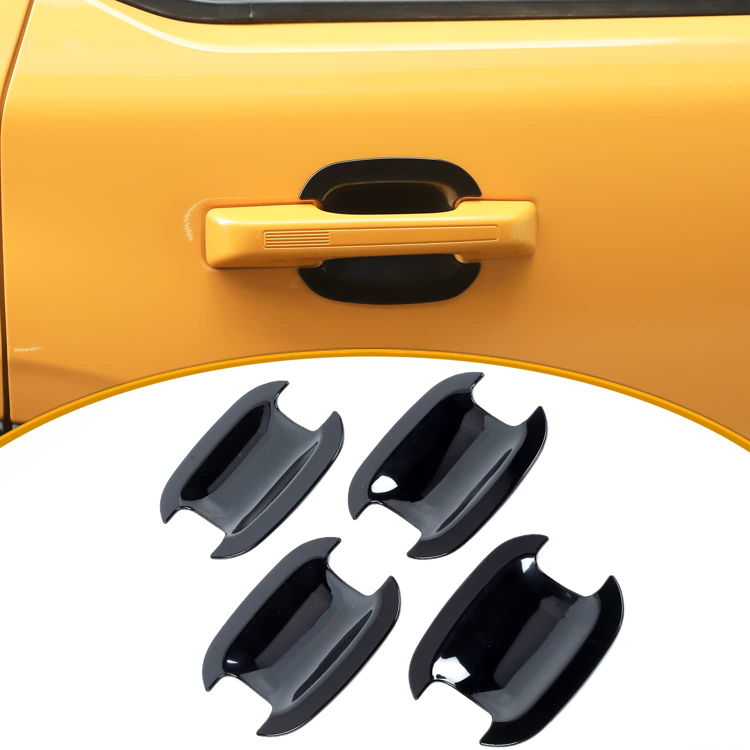 Jeliker for Bronco Sport Door Handle Insert Bowl Cover Trim Black for Ford Bronco Sport 2021 2022 2023 Black Exterior Accessories 4pcs