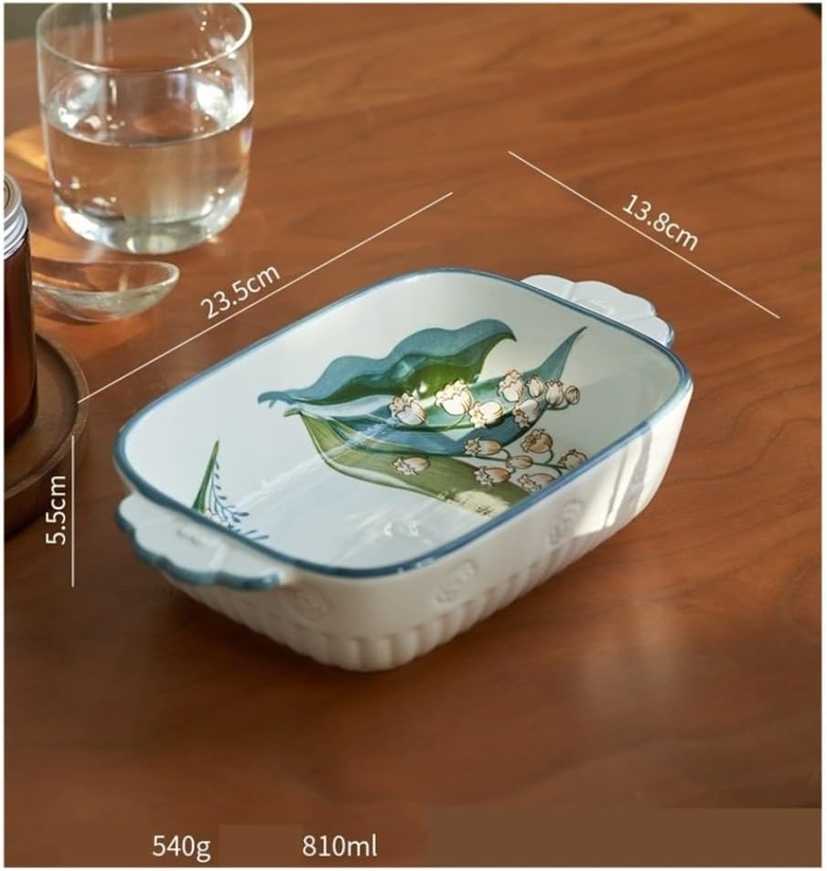 Baking Dishes Multi Functional Ceramic Double Ear Baking Tray Household Utensils Plates Ovens Rice Microwave Available