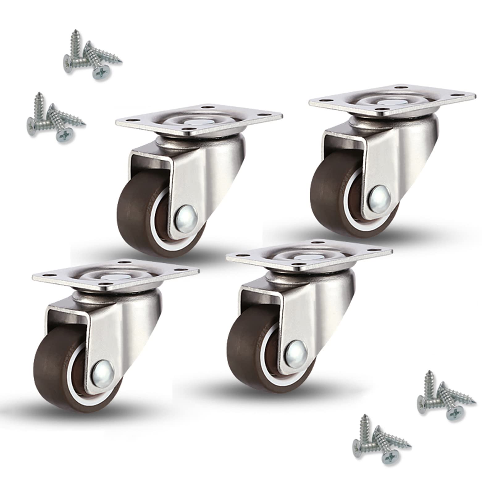 Suwooy 4 Ruedas para Muebles Pesados 25mm/38mm/50mm,Ruedas Giratorias con Freno/Sin Freno,Ruedas Pequeñas De Goma TPE Silenciosas,Rueda para Muebles De Repuesto,Ruedas De Transporte,4Brakes-38mm/M8